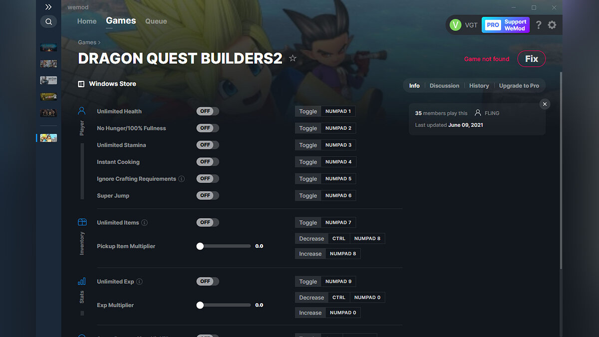 Dragon Quest Builders 2 — Трейнер (+13) от 09.06.2021 [WeMod]