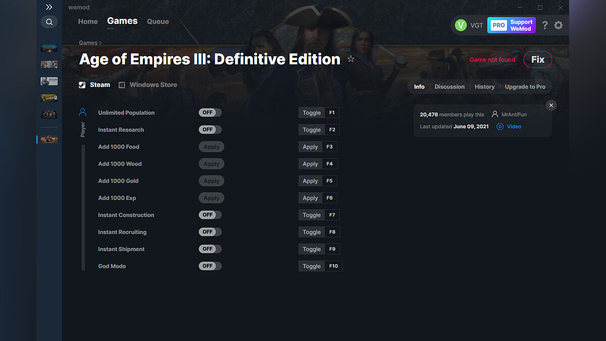 Age Of Empires 3: Definitive Edition — Трейнер (+10) от 09.06.2021 [WeMod]