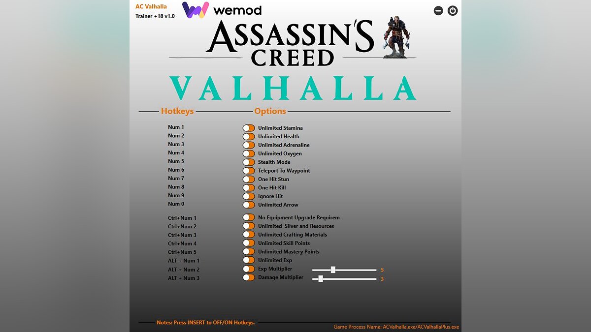 Assassin&#039;s Creed Valhalla — Трейнер (+18) [1.0] [Game Version: v1.0.2-v1.2.1+]