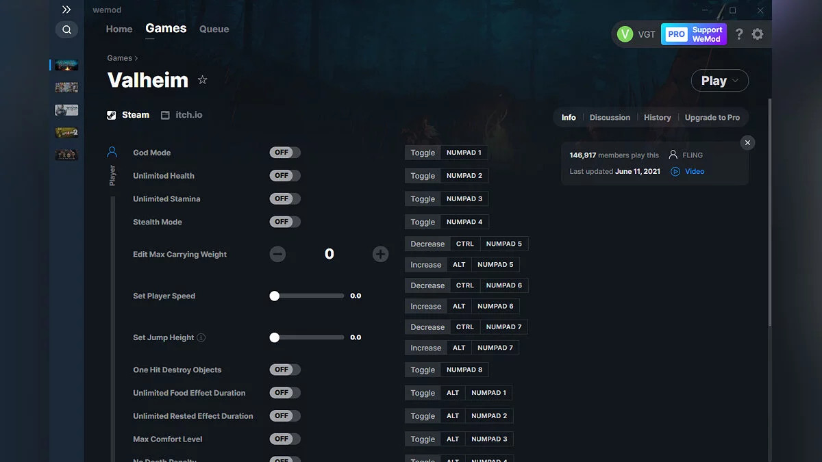 Valheim — Трейнер (+18) от 11.06.2021 [WeMod]