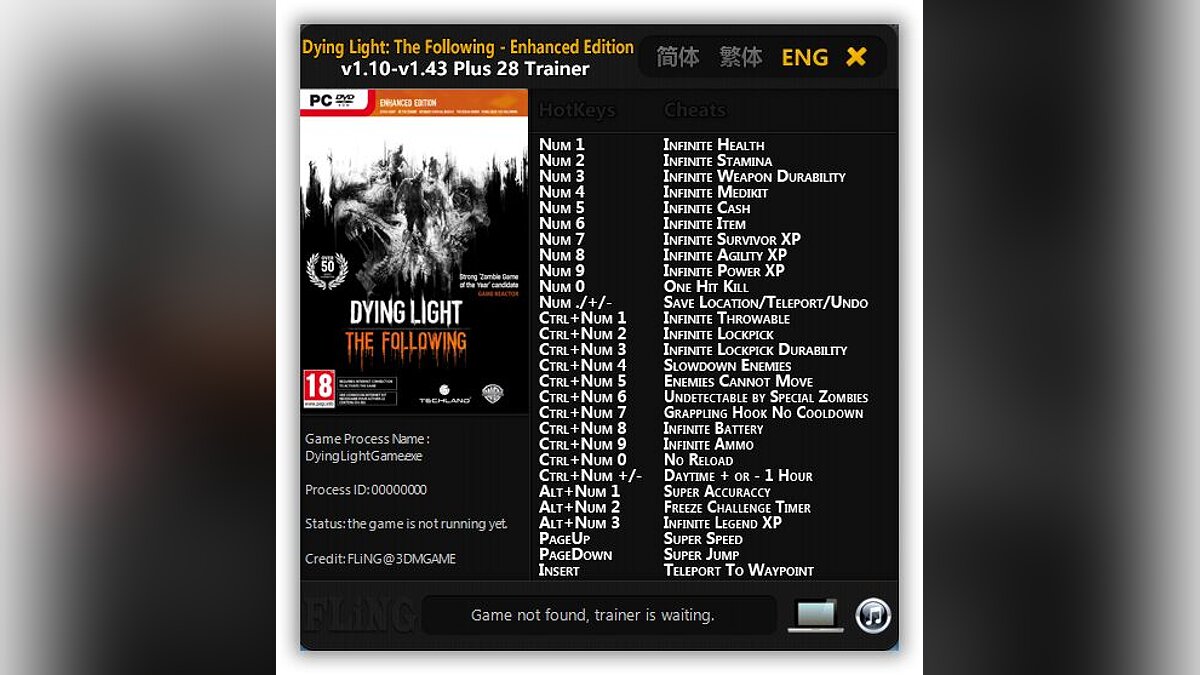 Dying Light - Enhanced Edition — Трейнер (+28) [1.10 - 1.43]