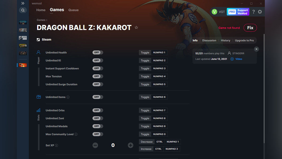 Dragon Ball Z: Kakarot — Трейнер (+12) от 13.06.2021 [WeMod]