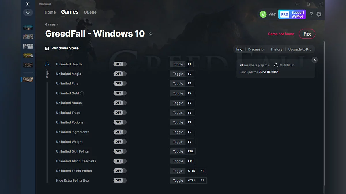 GreedFall — Трейнер (+13) от 16.06.2021 [WeMod] — Windows 10