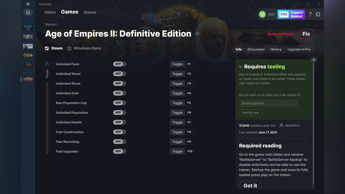 Age Of Empires 2: Definitive Edition — Трейнер (+10) от 17.06.2021 [WeMod]