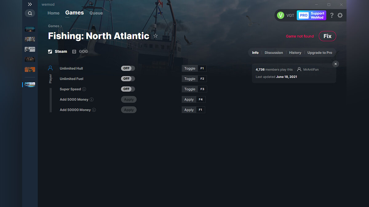 Fishing: North Atlantic — Трейнер (+5) от 18.06.2021 [WeMod]