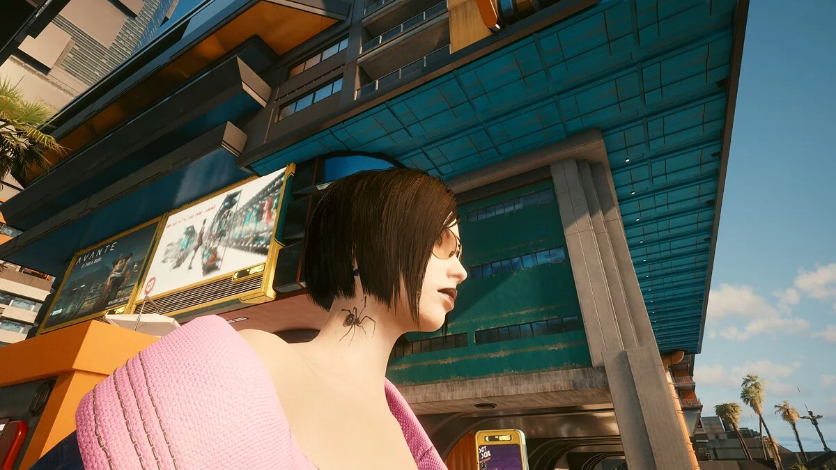 Cyberpunk 2077 — Тату паук на шее