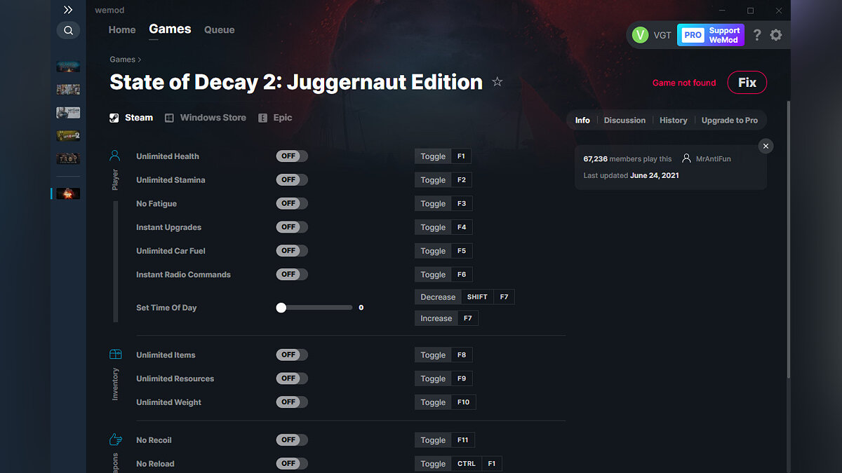 State of Decay 2: Juggernaut Edition — Трейнер (+16) от 24.06.2021 [WeMod]