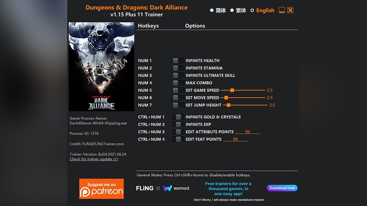 Dungeons &amp; Dragons: Dark Alliance — Трейнер (+11) [1.15]