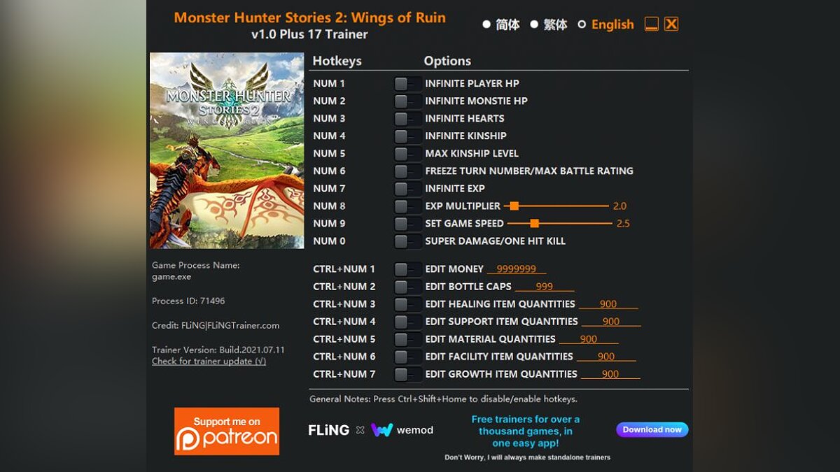 Monster Hunter Stories 2: Wings of Ruin — Трейнер (+15/+17) [1.0]