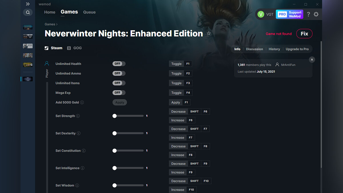 Neverwinter Nights: Enhanced Edition — Трейнер (+11) от 15.07.2021 [WeMod]