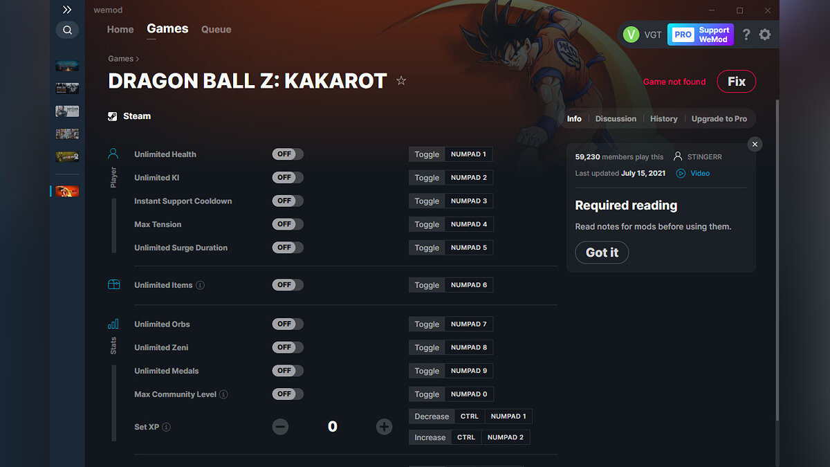 Dragon Ball Z: Kakarot — Трейнер (+12) от 15.07.2021 [WeMod]