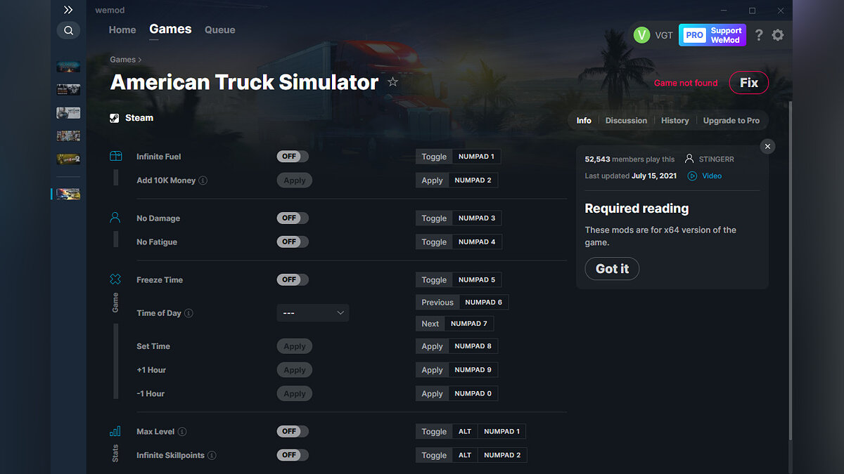 American Truck Simulator — Трейнер (+11) от 15.07.2021 [WeMod]