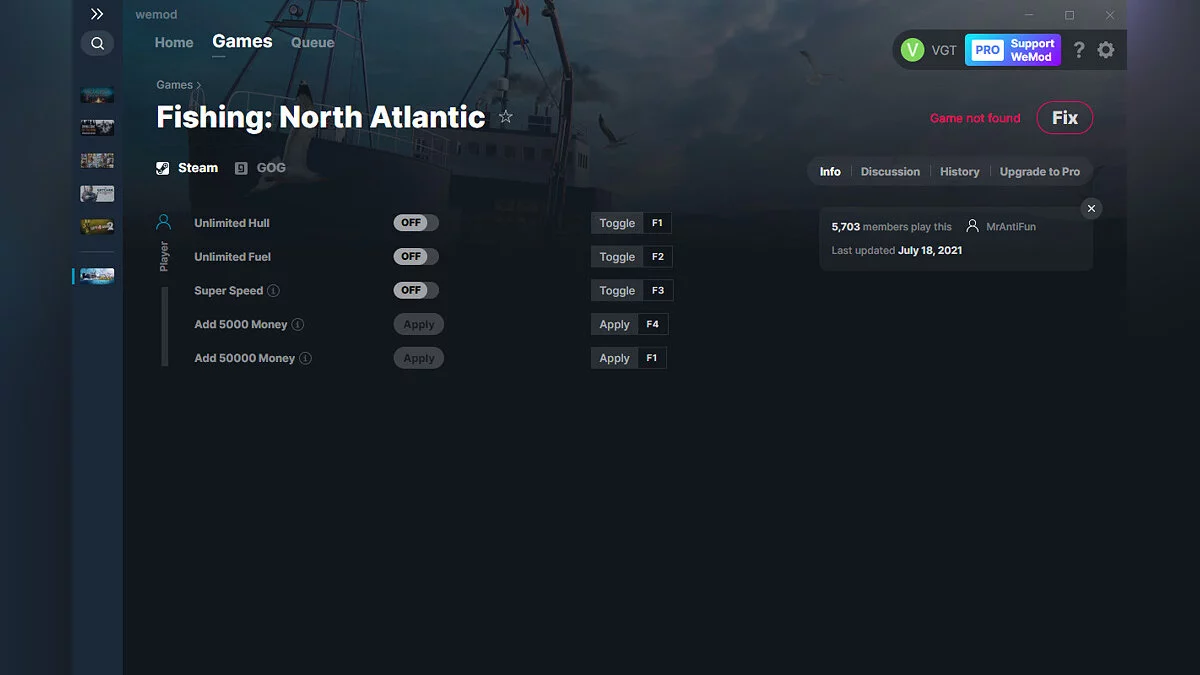 Fishing: North Atlantic — Трейнер (+5) от 18.07.2021 [WeMod]