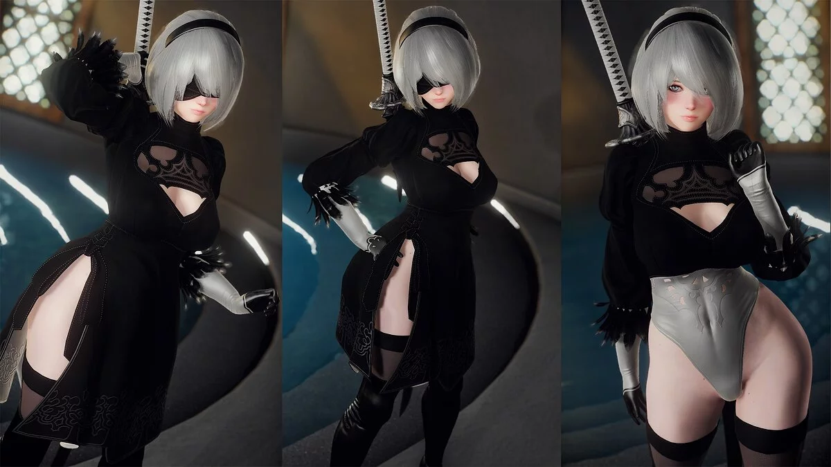 Elder Scrolls 5: Skyrim Special Edition — YoRHa 2B Attire - CBBE 3BA - BHUNP