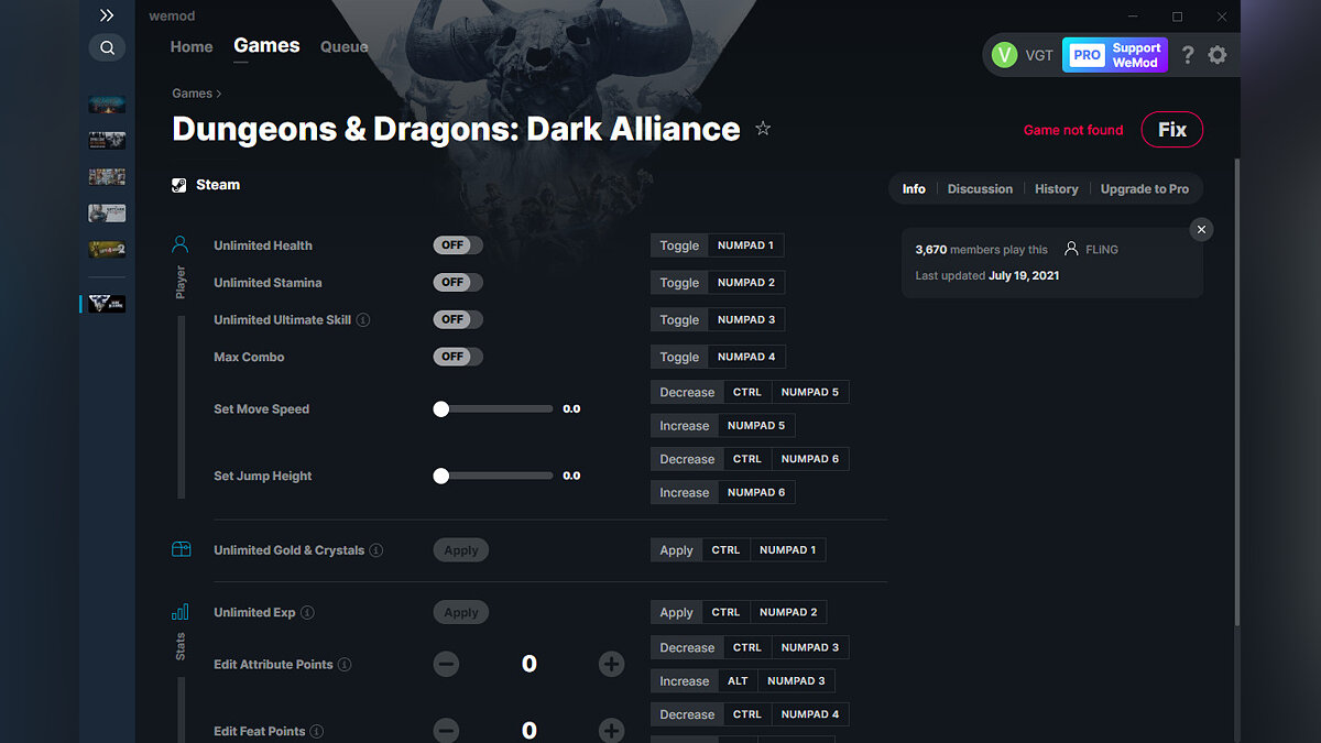Dungeons &amp; Dragons: Dark Alliance — Трейнер (+11) от 19.07.2021 [WeMod]