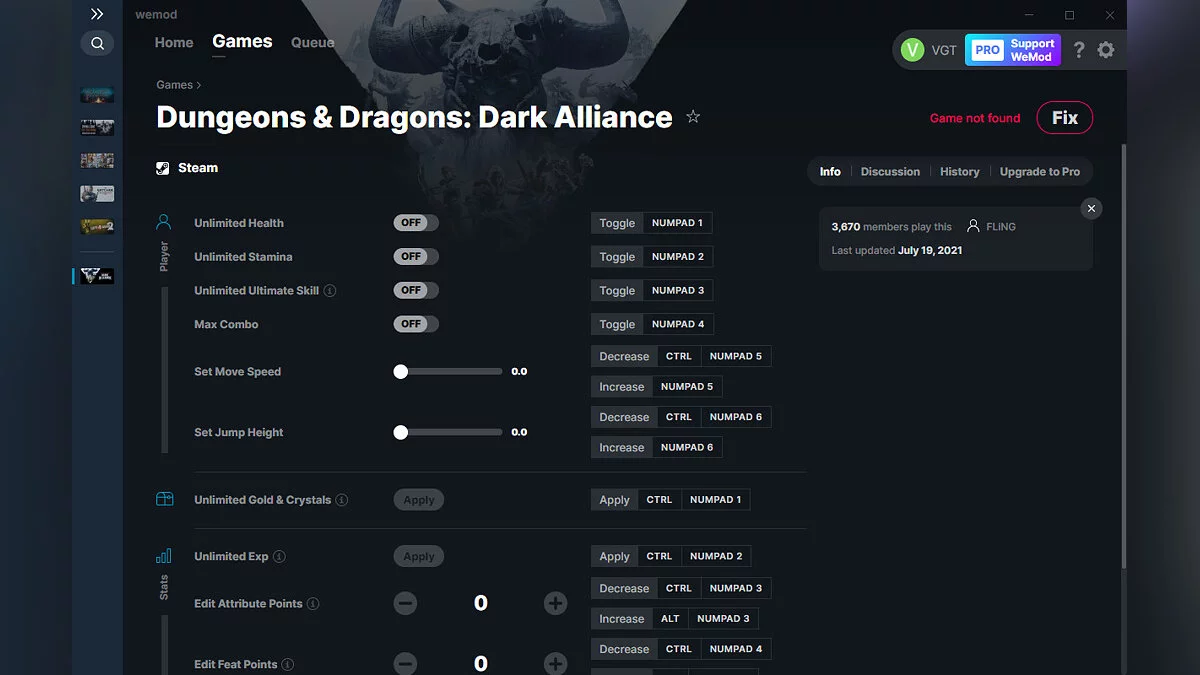 Dungeons &amp; Dragons: Dark Alliance — Трейнер (+11) от 19.07.2021 [WeMod]