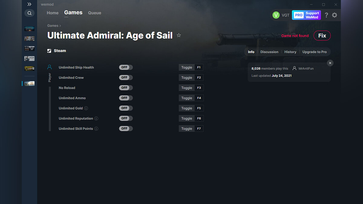 Ultimate Admiral: Age of Sail — Трейнер (+7) от 24.07.2021 [WeMod]