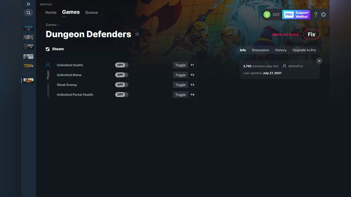 Dungeon Defenders — Трейнер (+4) от 27.07.2021 [WeMod]