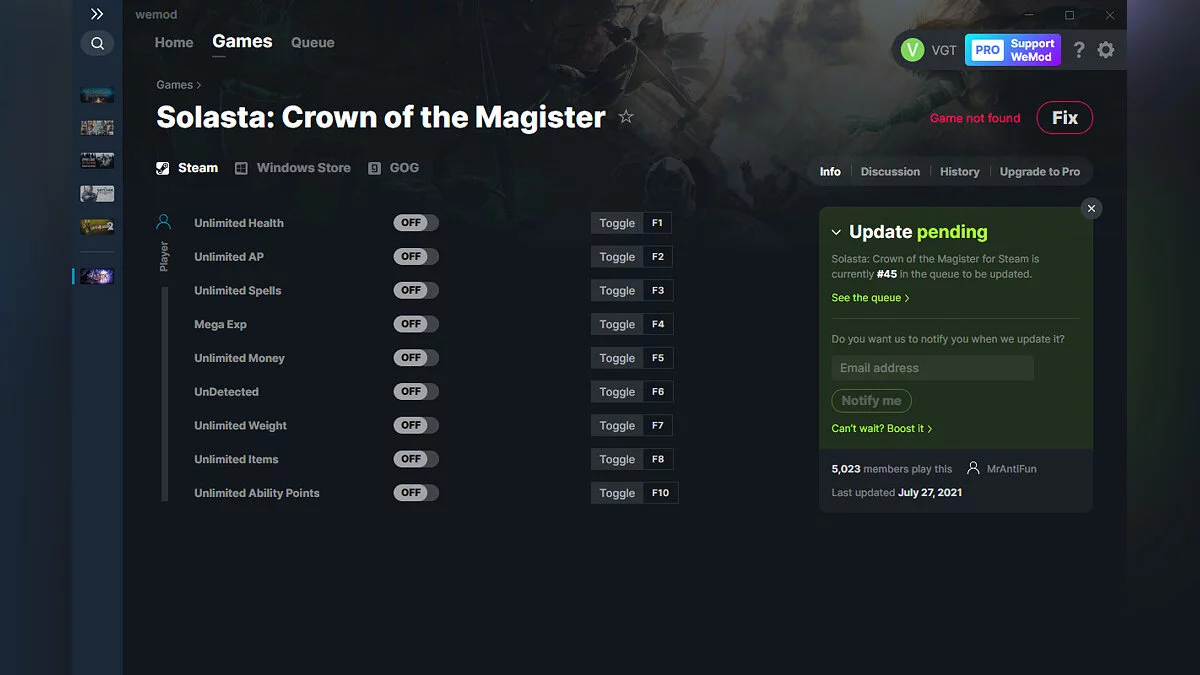 Solasta: Crown of the Magister — Трейнер (+9) от 27.07.2021 [WeMod]