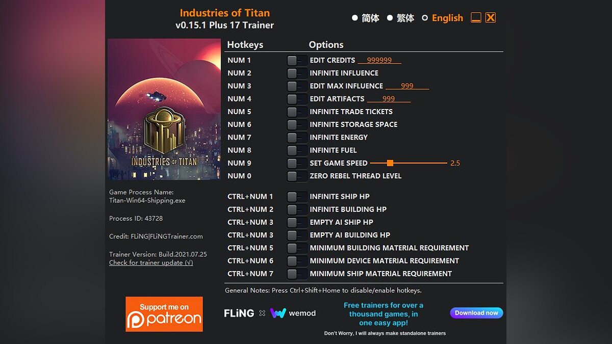 Industries of Titan — Трейнер (+17) [0.15.1]