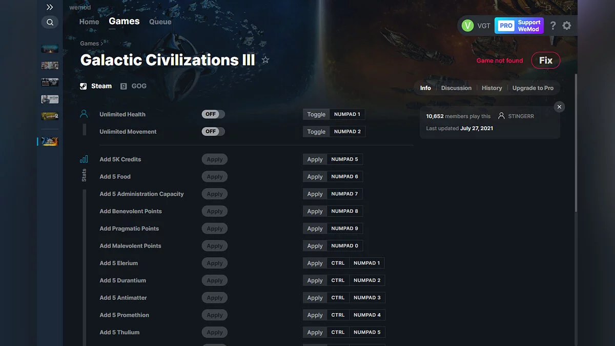 Galactic Civilizations 3 — Трейнер (+30) от 27.07.2021 [WeMod]