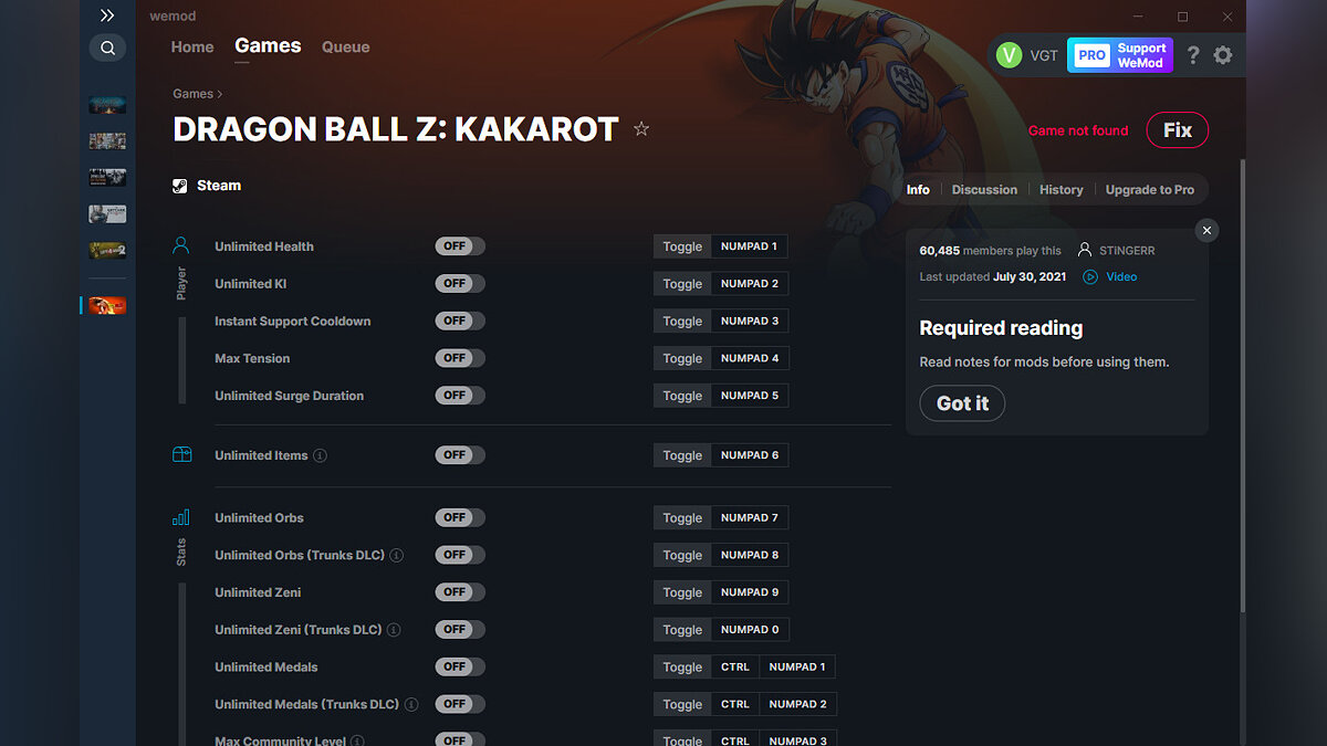 Dragon Ball Z: Kakarot — Трейнер (+15) от 30.07.2021 [WeMod]