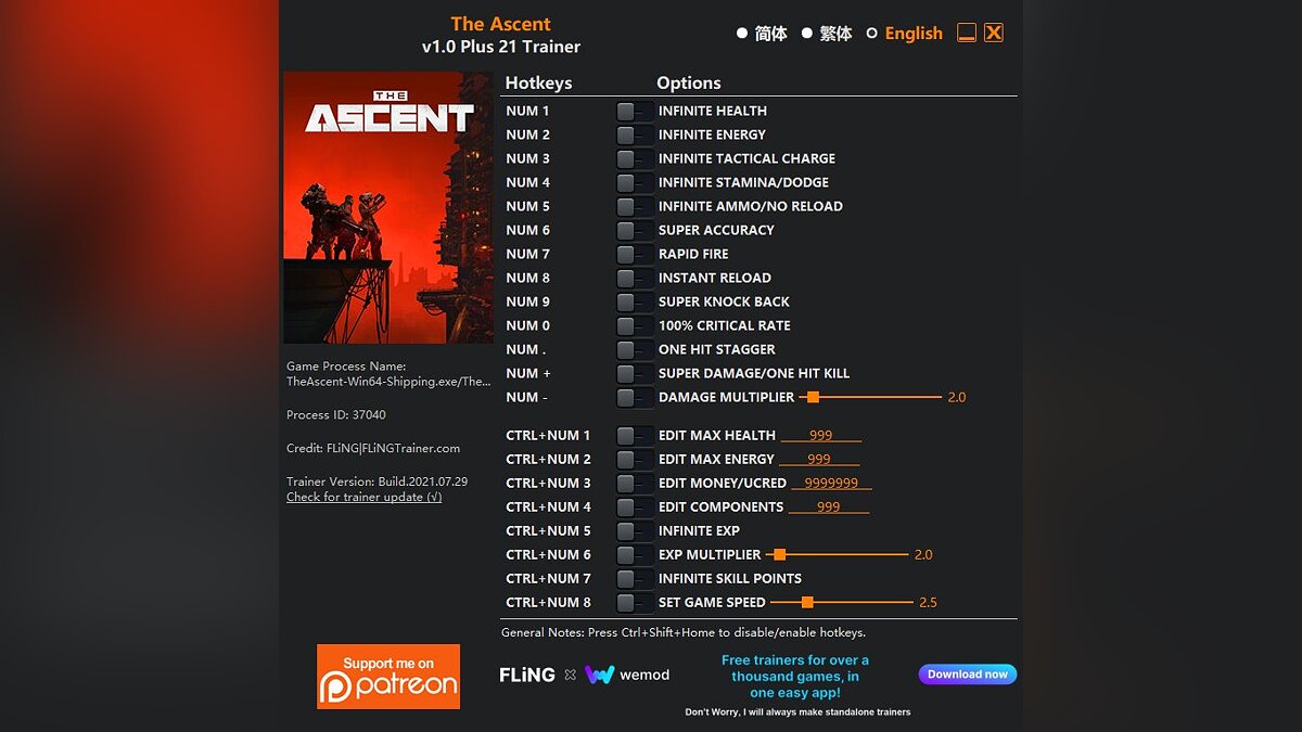 The Ascent — Трейнер (+21) [1.0]