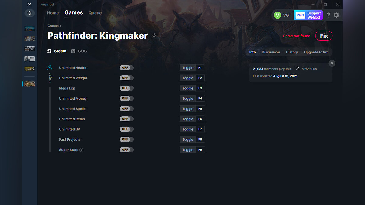 Pathfinder: Kingmaker — Трейнер (+9) от 01.08.2021 [WeMod]
