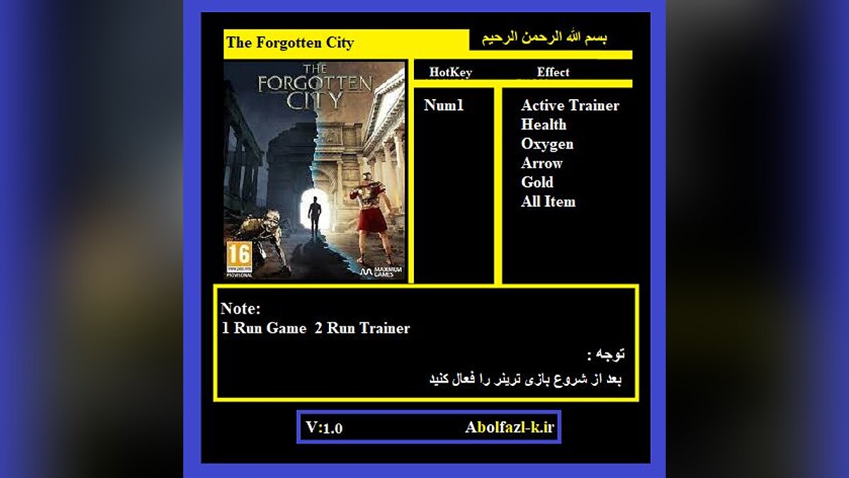The Forgotten City — Трейнер (+5) [1.0]