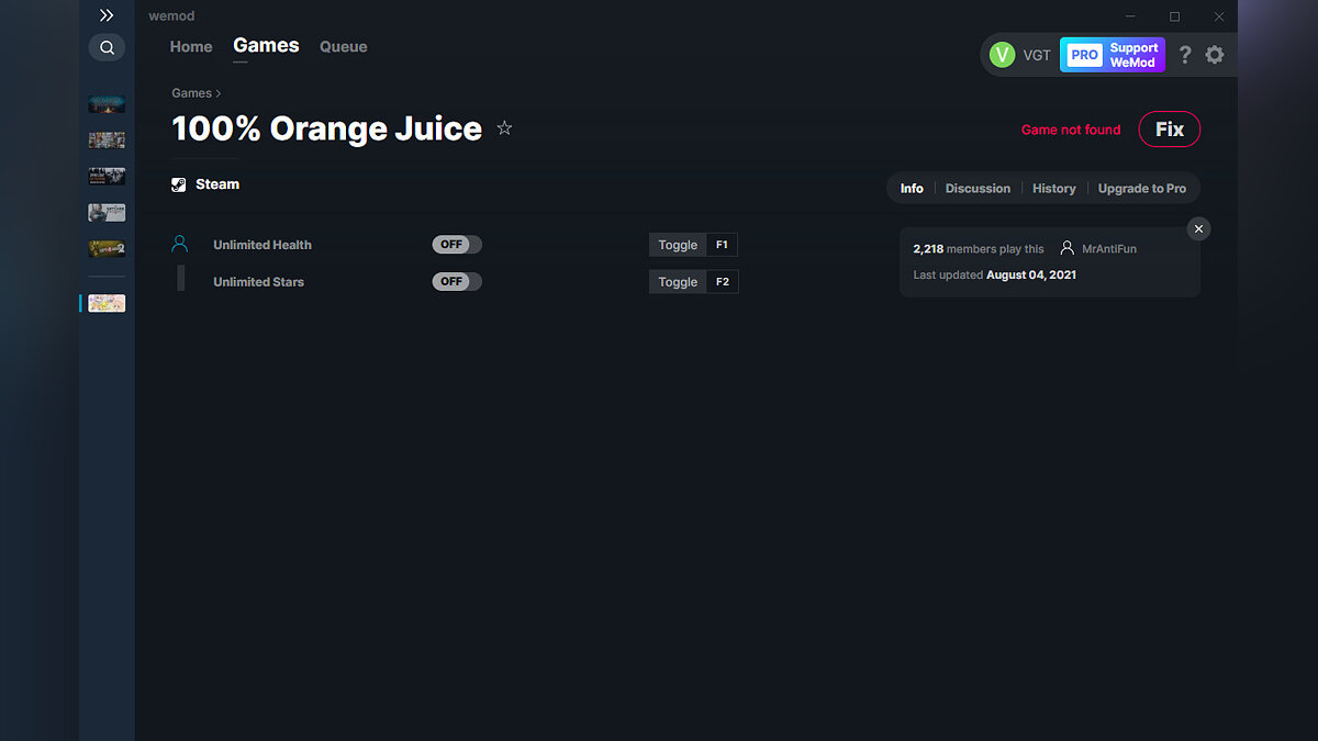 100% Orange Juice — Трейнер (+2) от 04.08.2021 [WeMod]