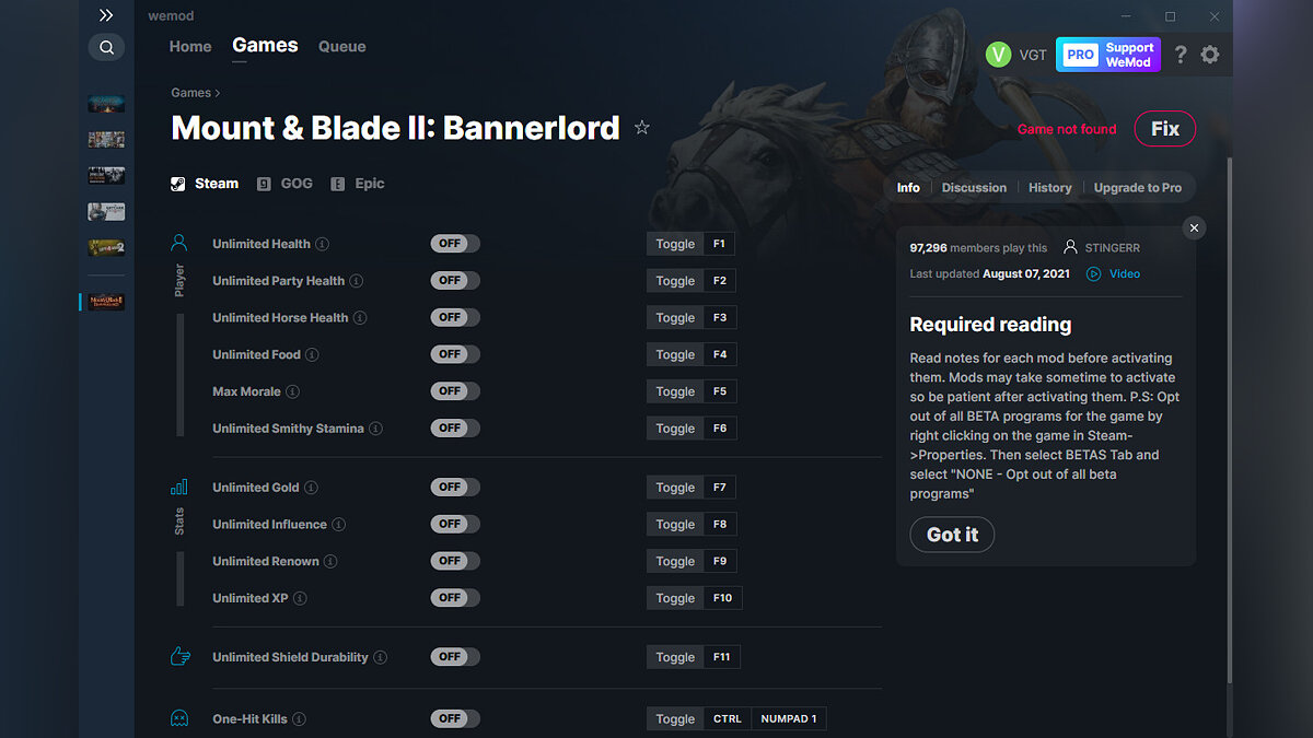 Mount &amp; Blade 2: Bannerlord — Трейнер (+12) от 07.08.2021 [WeMod]