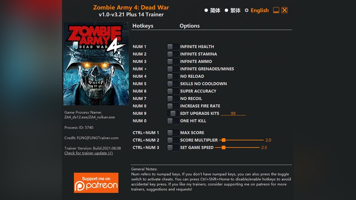 Zombie Army 4: Dead War — Трейнер (+14) [1.0 - 3.21]