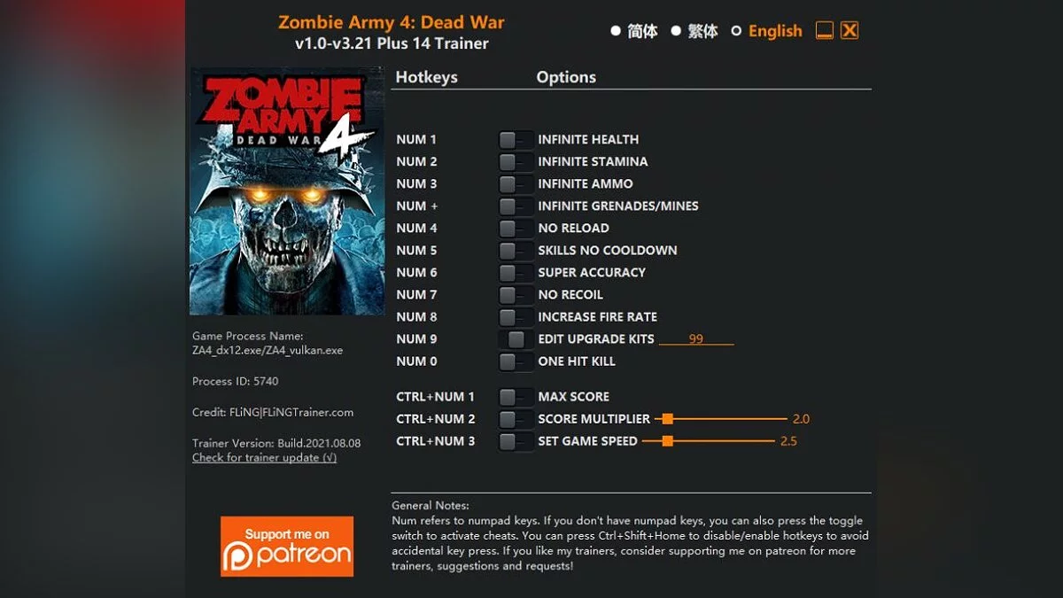 Zombie Army 4: Dead War — Трейнер (+14) [1.0 - 3.21]