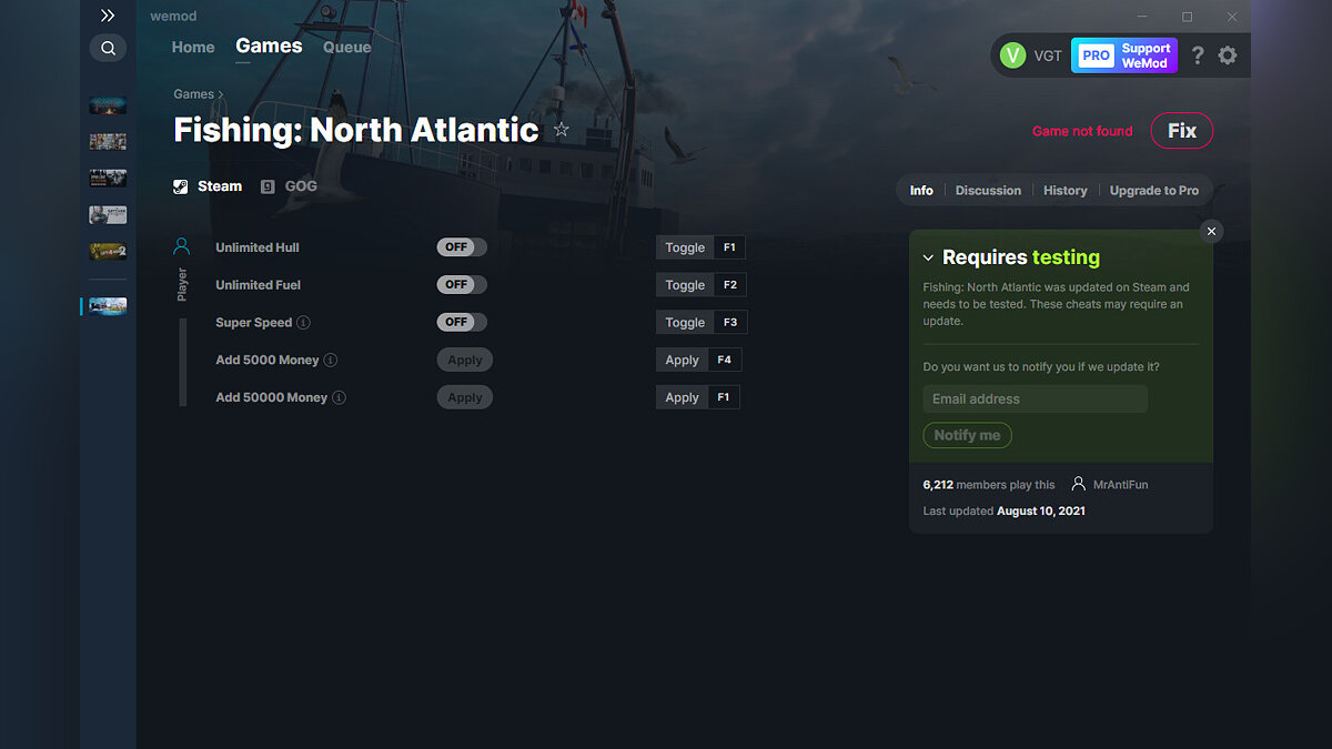 Fishing: North Atlantic — Трейнер (+5) от 10.08.2021 [WeMod]