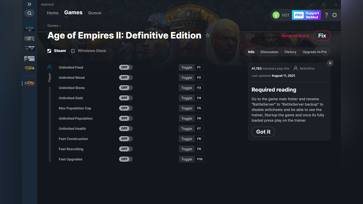 Age Of Empires 2: Definitive Edition — Трейнер (+10) от 11.08.2021 [WeMod]
