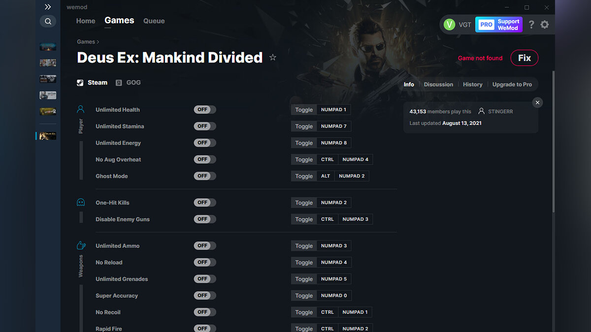Deus Ex: Mankind Divided — Трейнер (+25) от 13.08.2021 [WeMod]