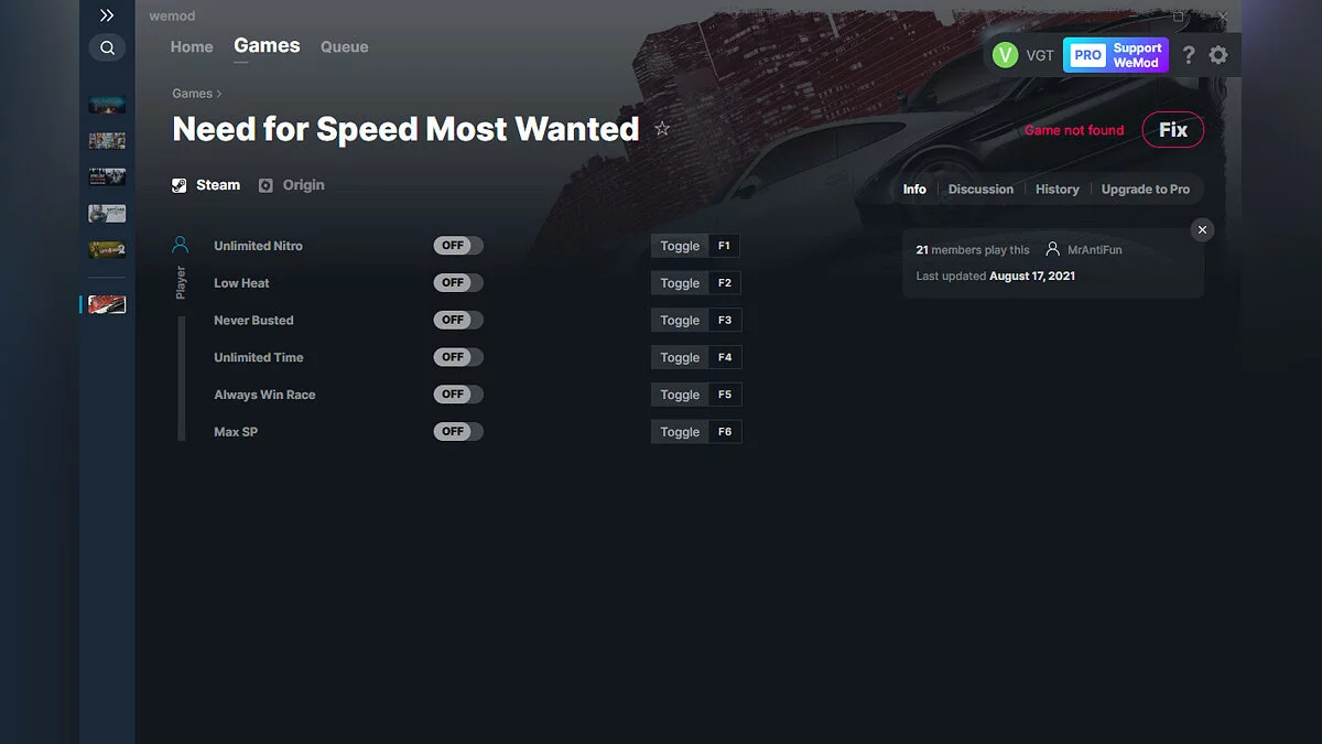 Need for Speed: Most Wanted (2012) — Трейнер (+6) от 17.08.2021 [WeMod]