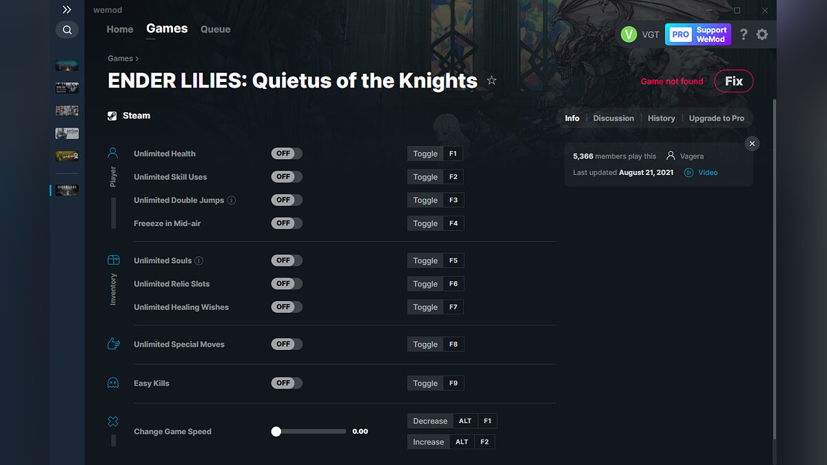 Ender Lilies: Quietus of the Knights — Трейнер (+10) от 21.08.2021 [WeMod]