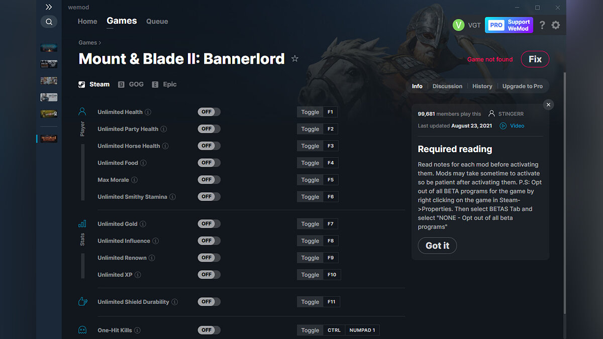 Mount &amp; Blade 2: Bannerlord — Трейнер (+12) от 23.08.2021 [WeMod]