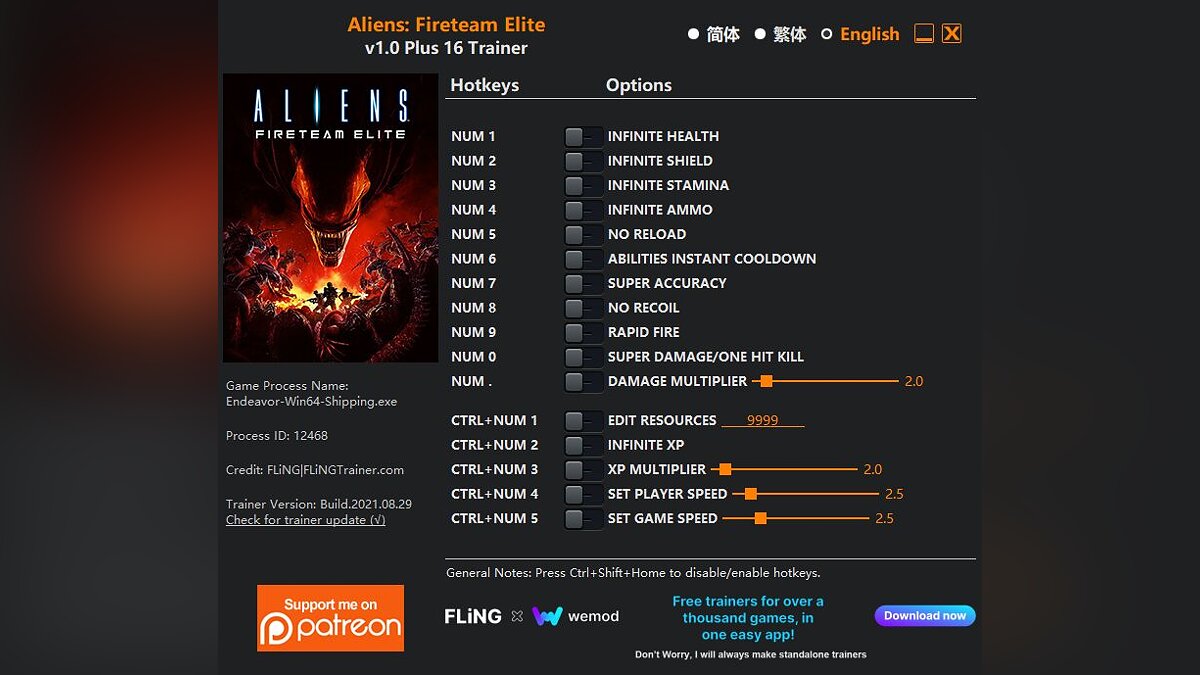 Aliens: Fireteam Elite — Трейнер (+16) [1.0]