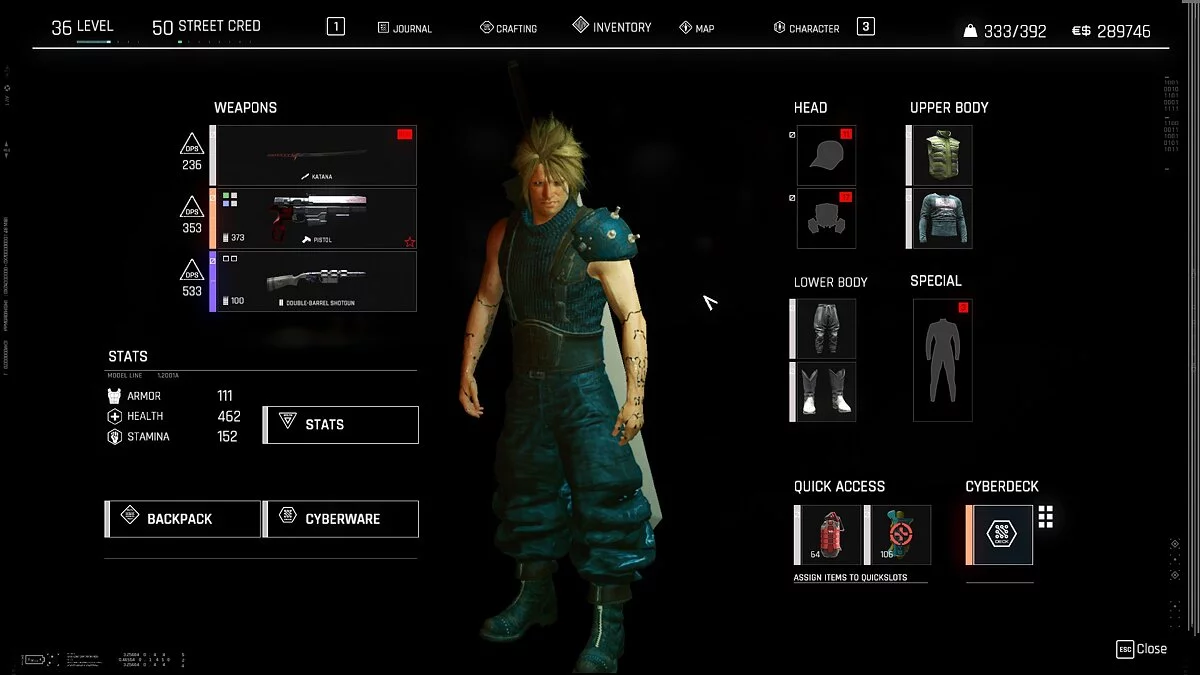 Cyberpunk 2077 — Одежда Клода из игры Final Fantasy 7