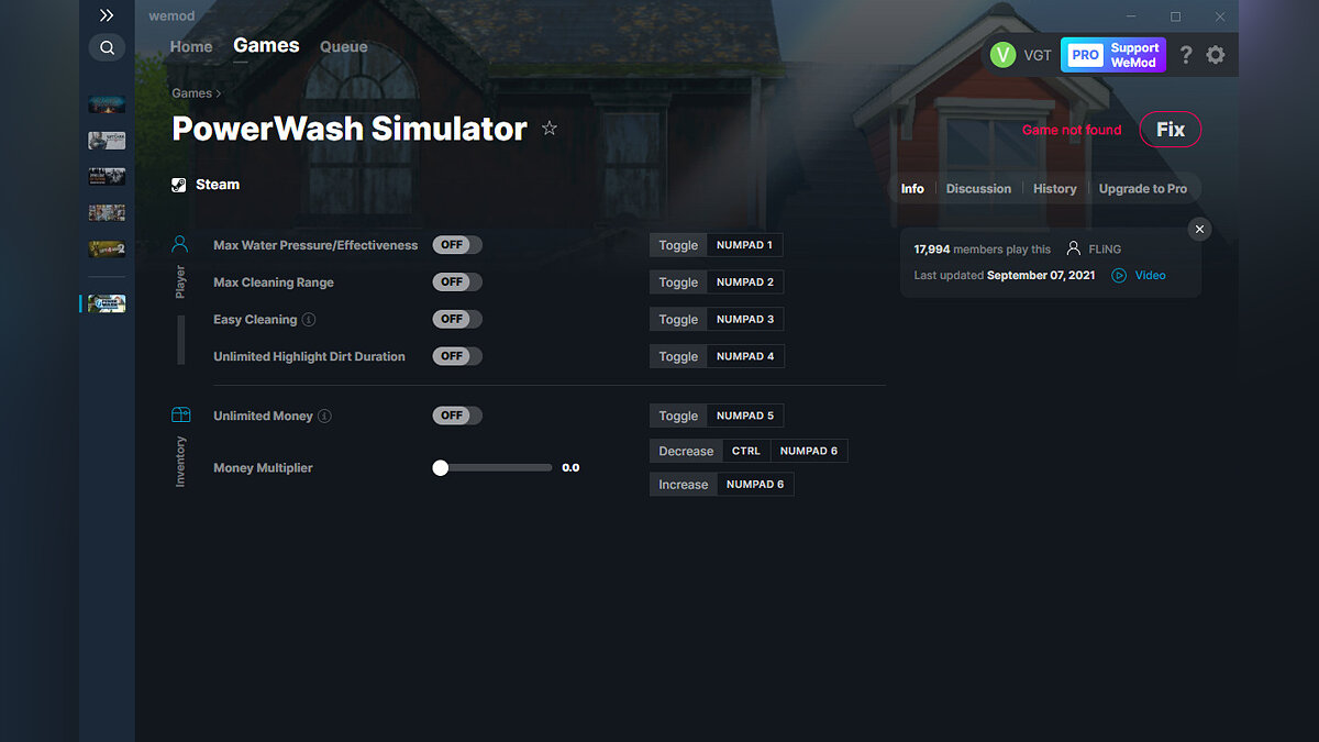 PowerWash Simulator — Трейнер (+6) от 07.09.2021 [WeMod]