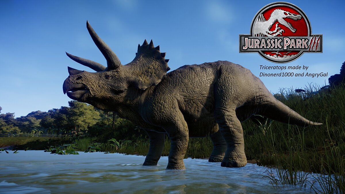 Jurassic World Evolution — Трицератопс из фильма «Парк юрского периода 3»