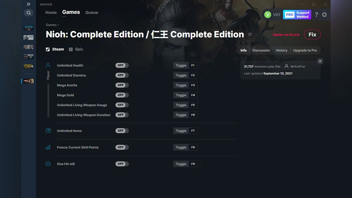 Nioh: Complete Edition — Трейнер (+9) от 10.09.2021 [WeMod]