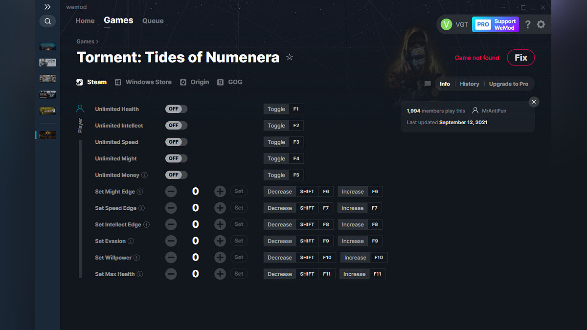Torment: Tides of Numenera — Трейнер (+11) от 12.09.2021 [WeMod]