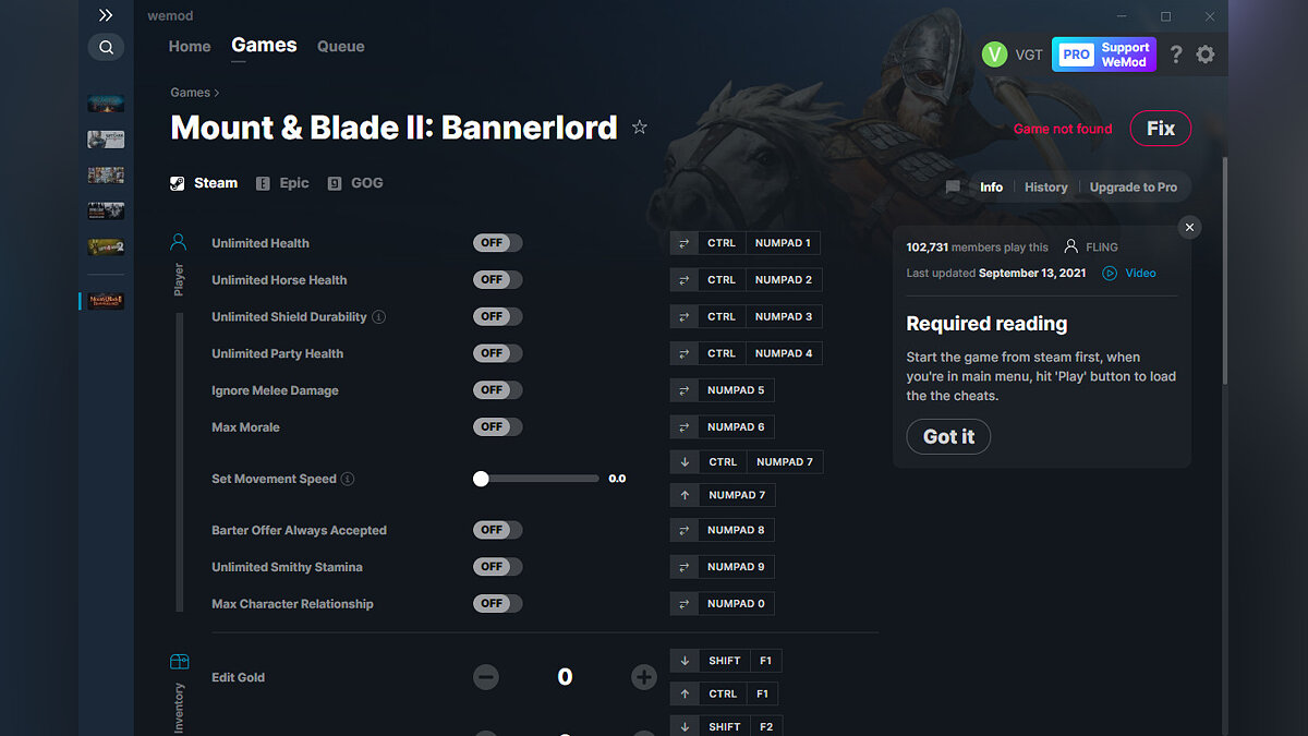 Mount &amp; Blade 2: Bannerlord — Трейнер (+33) от 13.09.2021 [WeMod]