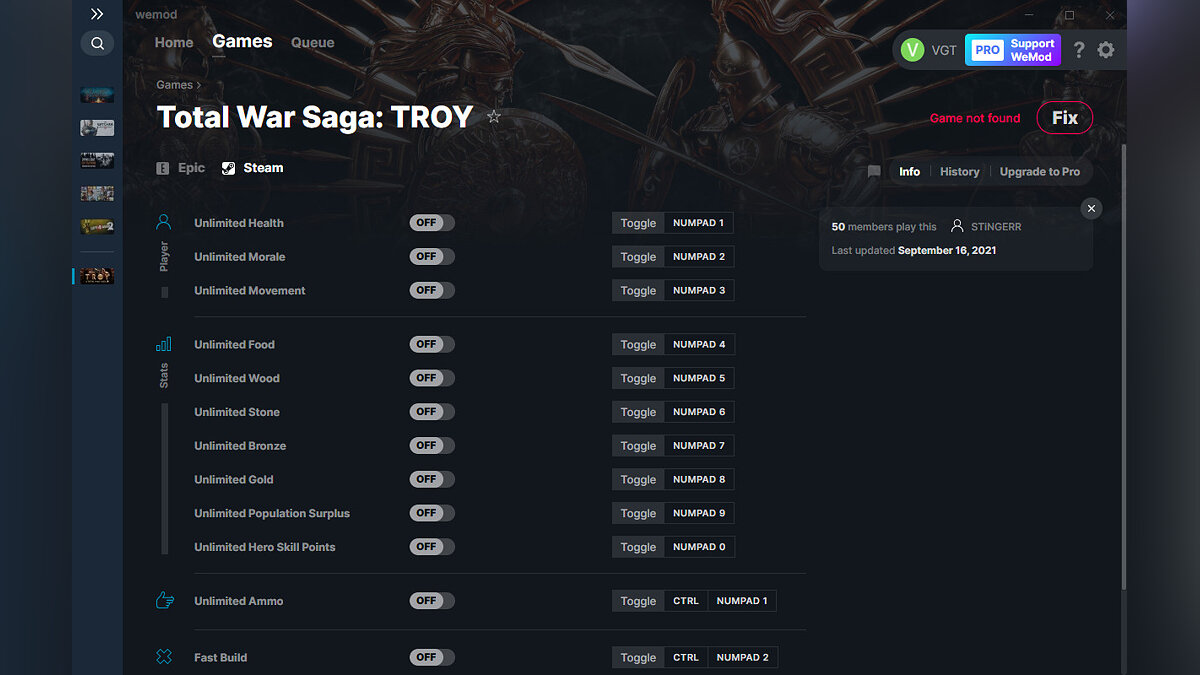 Total War Saga: Troy — Трейнер (+13) от 16.09.2021 [WeMod]