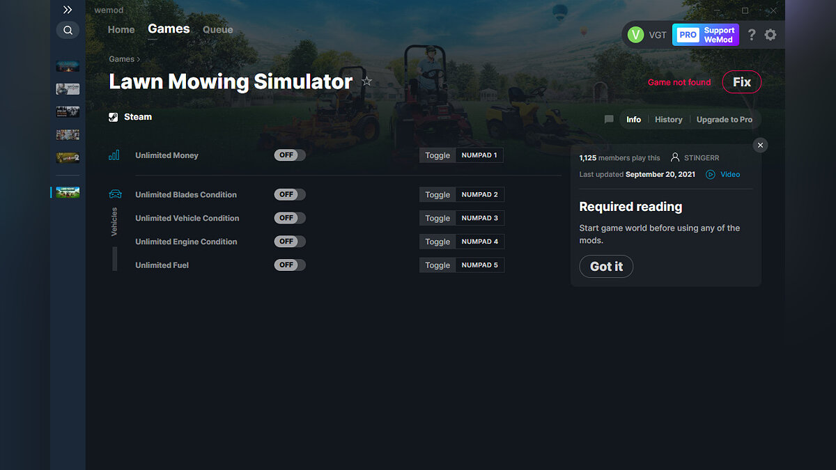 Lawn Mowing Simulator — Трейнер (+5) от 20.09.2021 [WeMod]