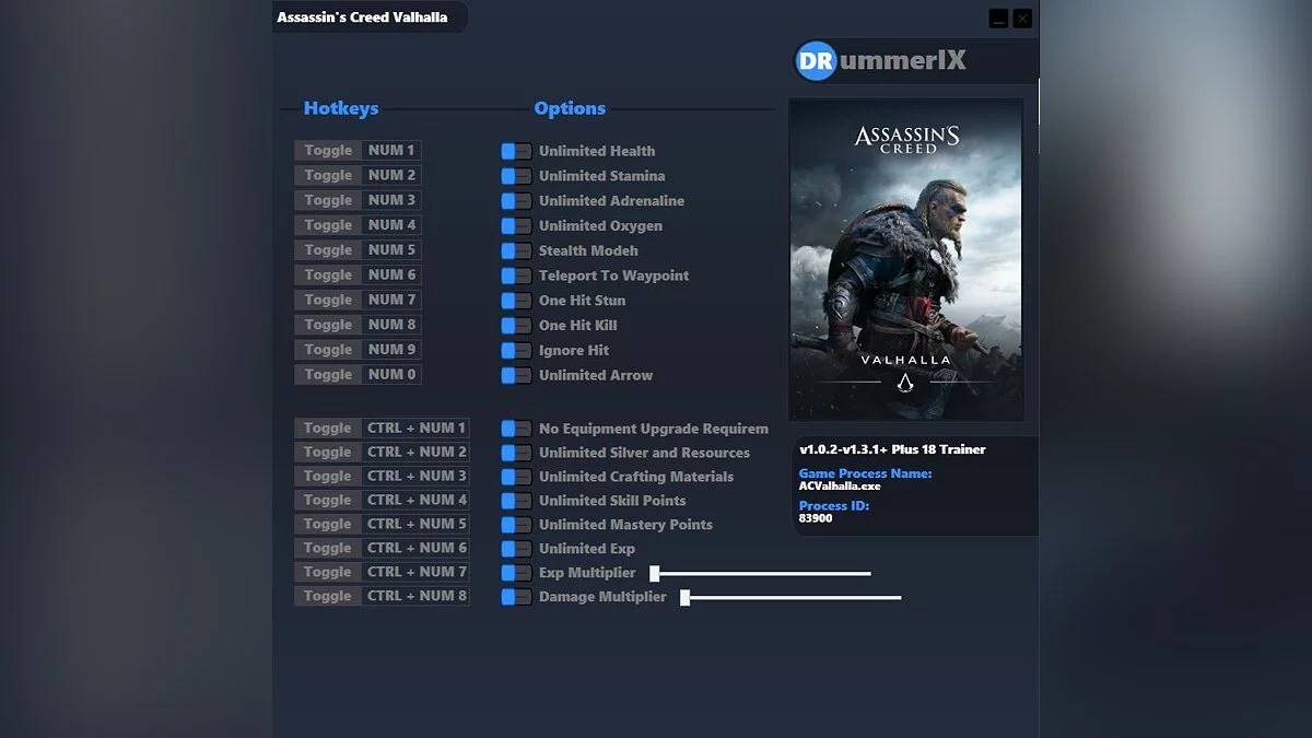 Assassin&#039;s Creed Valhalla — Трейнер (+18) [Game Version: v1.0.2-v1.3.1+] 