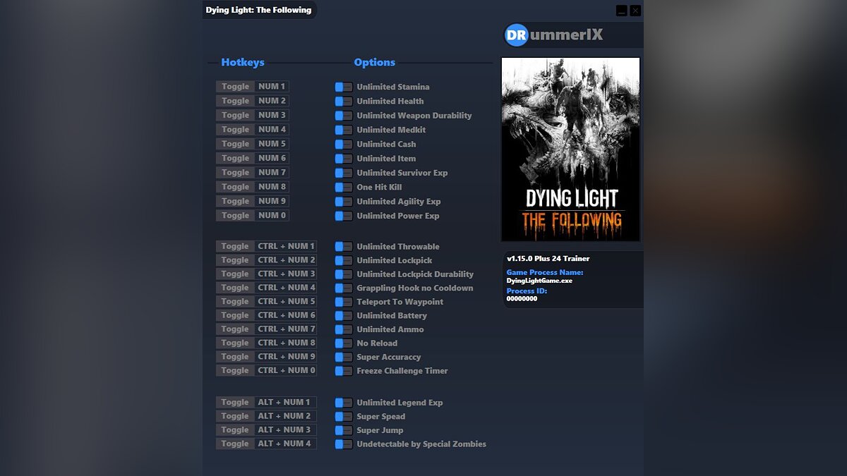 Dying Light — Трейнер (+24) [от 20.08.2021 v1.15.0+]